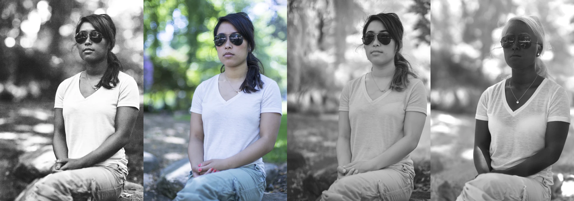 Ultraviolet, visible, NIR and SWIR portrait collage